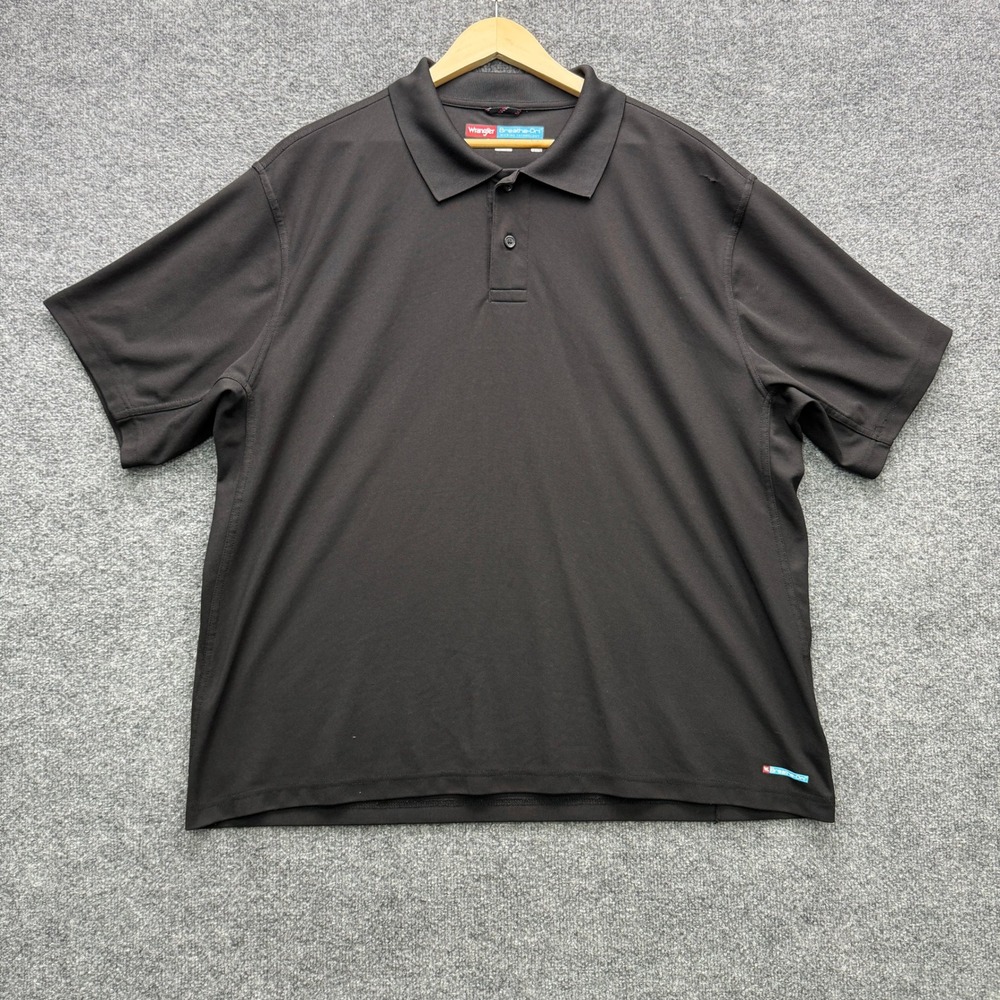 Wrangler Breathe-Dri Polo Shirt Men 2XL Black Short Sleeve Moisture Wicking Golf